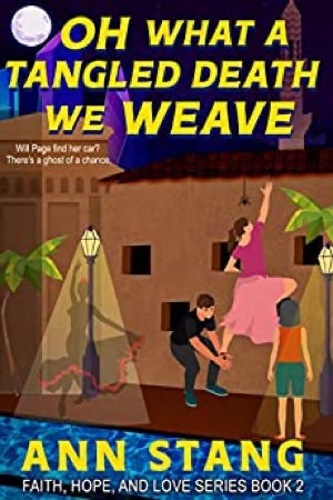 Book cover of Oh What a Tangled Death We Weave by Ann Stang